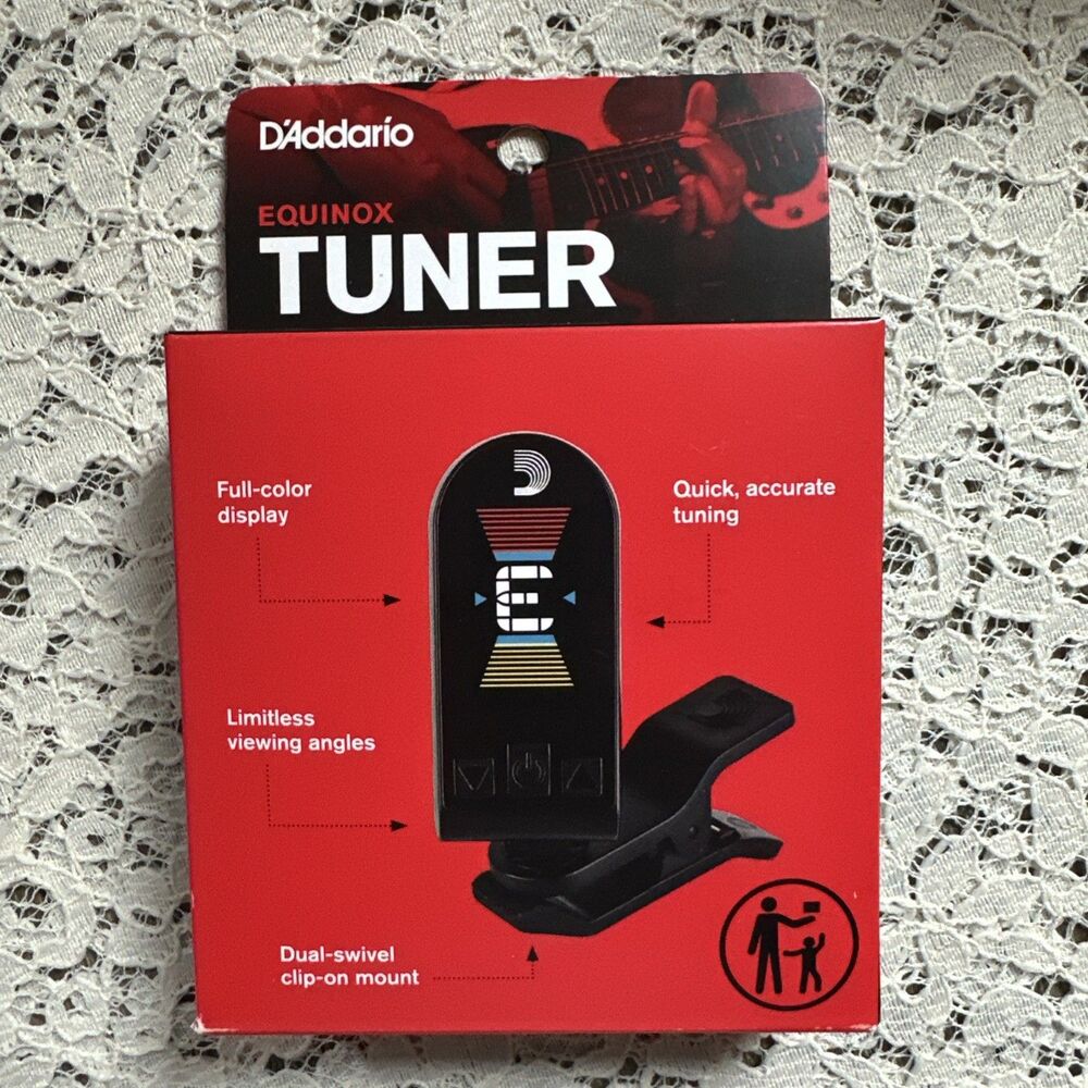 D'Addario Equinox Headstock Tuner Black For Acoustic Or Electric Guitar